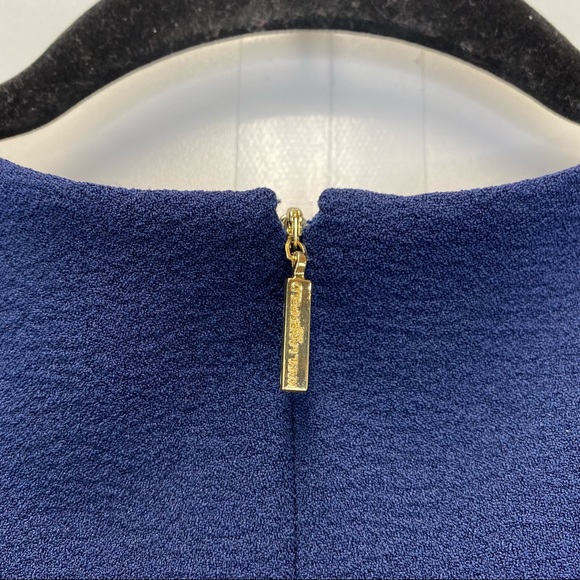 Karl Lagerfeld Blue Sheath Dress Ruffle Flounce Hem Paris Career Crepe Cocktail - Picture 5 of 8